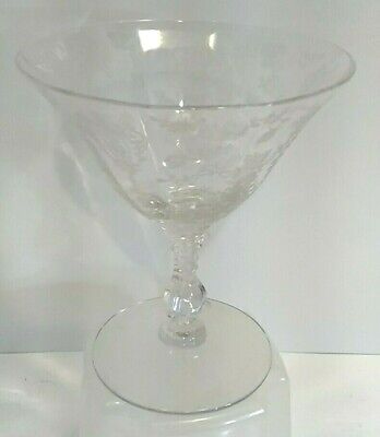 Rose Point crystal Clear by CAMBRIDGE Low sherbet etched glass 1 ct