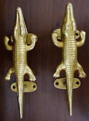 Decorative Door Handle Pair Crocodile Shape Unique Design Handmade Puller Twin V