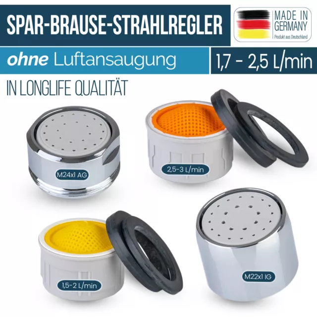 Spar Strahlregler ohne Luftansaugung Wassersparer mit 1,5 - 3 L/min