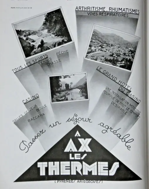 1931 Ax Les Thermes Hotel Casino Sport Fishing Pyrenee Press Advertisement