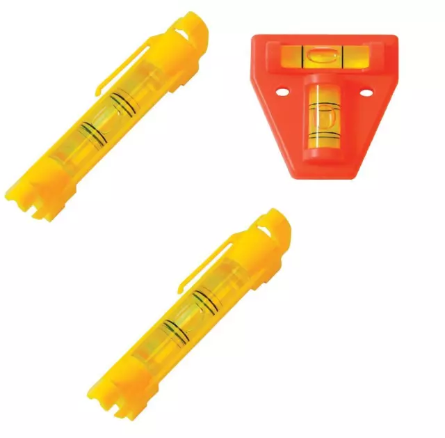 Pocket Size Line Level x 2. 2-Way Mini Level x 1. Lightweight. Plastic. Levels