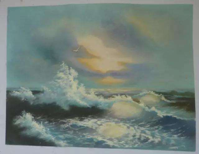 Hand painted in oils on thick art canvas with this lovely rolling waves scene.