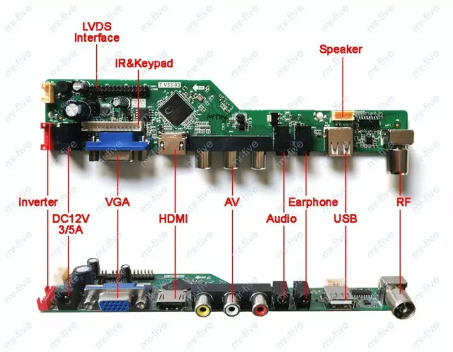 For TM121XG-02L10 1024*768 panel LVDS 20Pin 1CCFL TV analog controller board kit 2