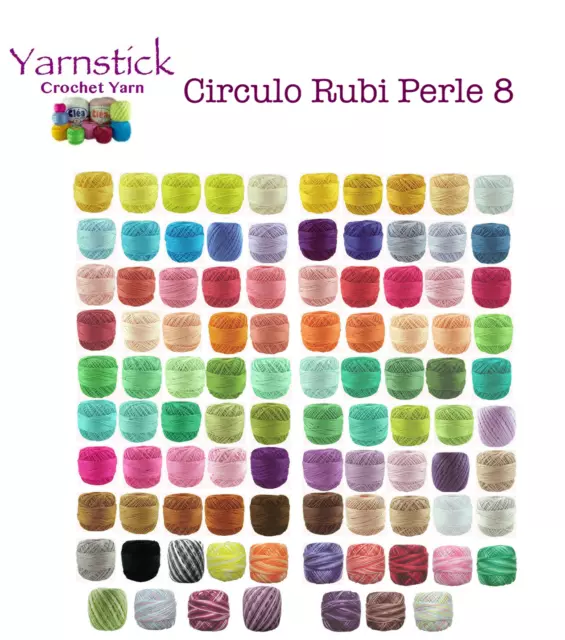 50 x 40 m Círculo RUBI Perla 8 Crochet Algodón Bordado Hilo - Elección del Vendedor