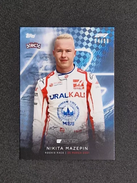 2021 Topps Lights Out F1 Nikita Mazepin Blue Refractor 24/99
