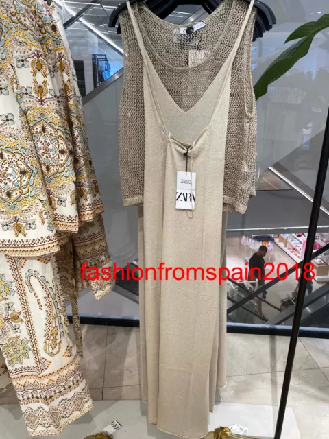 ZARA GOLDEN METALLIC Thread Knit Dress With Buckle : 0195/001 : S.M.L  £69.99 - PicClick UK
