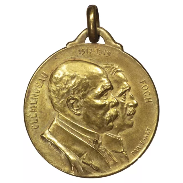 Frankreich Medaille 1919 Clemenceau Foch Zur Bon Markt Paris Nach Gilbaut Bronze