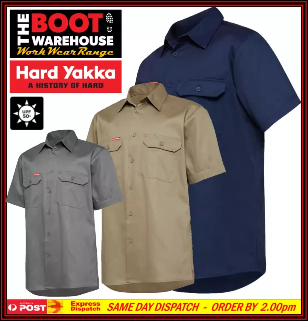 Hard Yakka Y07510 FOUNDATIONS Cotton Drill Short Sleeve Shirt EXTRA LARGE SIZES!