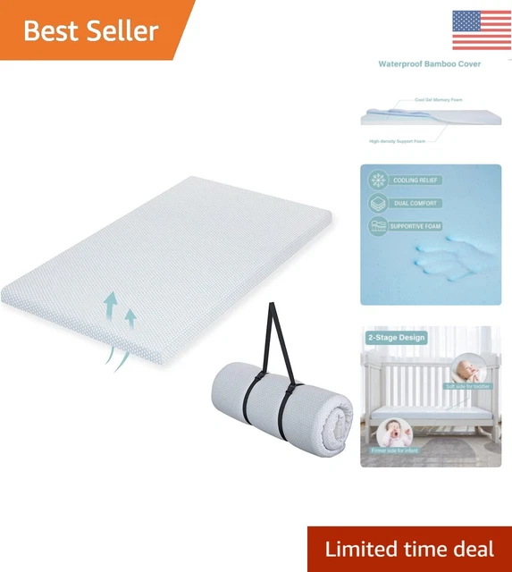 Dual-Sided Crib Mattress - Memory Foam - Ideal for Infants - 52"x28" White