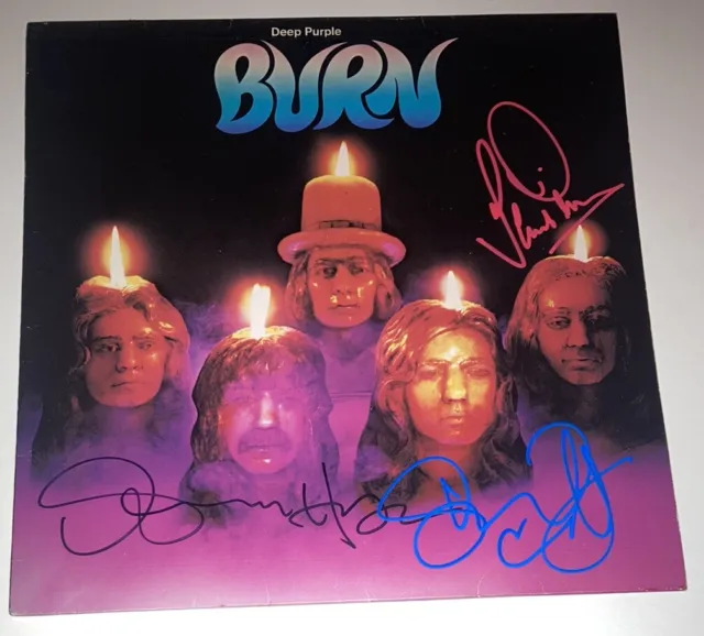 Signed David Coverdale Ian Paice Glenn Hughes Deep Purple Burn Album Vinyl Rare