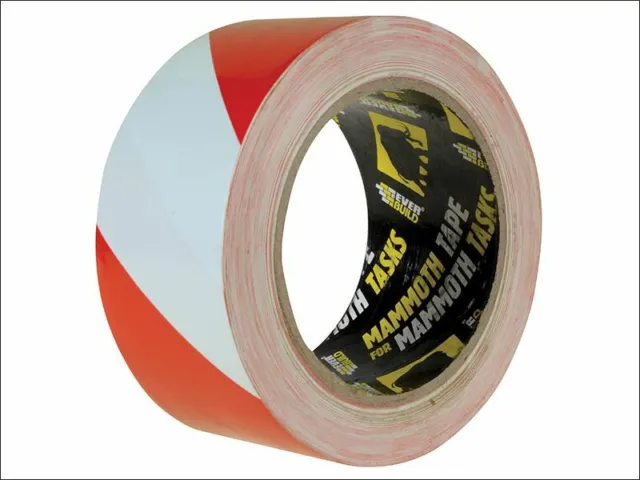 Everbuild - PVC Hazard Tape Red / White 50mm x 33m