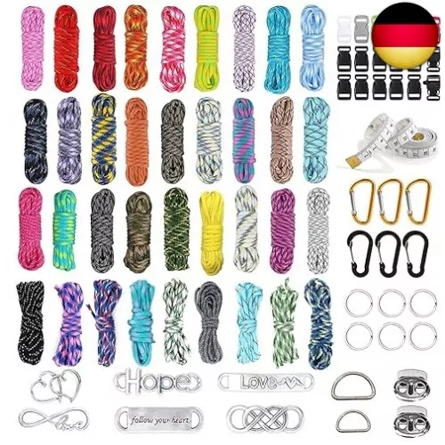 Paracord Armband Set 36 Farben, Paracord 550 Nylonseil Schnüre für DIY Armband H