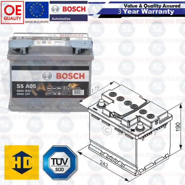 Bosch S5A08 AGM Arrêter Démarrage Batterie Voiture 12v 70Ah 760A
