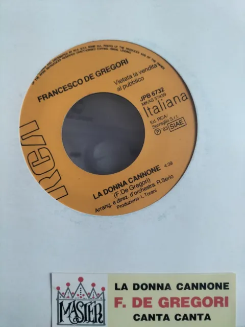 Francesco De Gregori - La Donna Cannone + Canta Canta -  Juke Box 1983 Rca