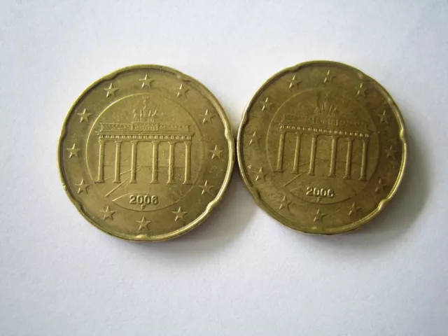 Deutschland BRD 2006 2 Münzen 20cent Prägestätte F Münze Umlauf Gut erhalten