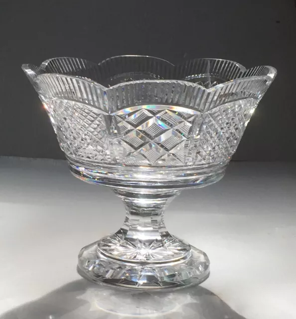 10" Waterford Crystal Georgian Master Cutter Footed Scalloped Centerpiece Bowl