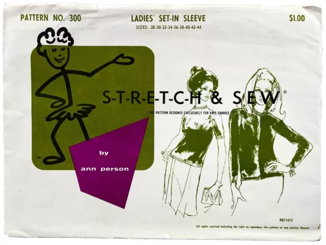 1967 Stretch & Sew Sewing Pattern 300 Womens Set-In Sleeve Tops Size 28-44 14814