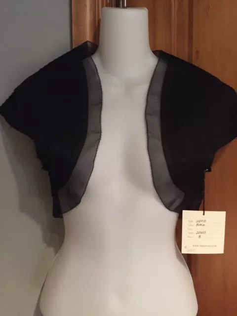 Vera Wang Black Tissue Organza Cropped Shrug Size 8   Original $650