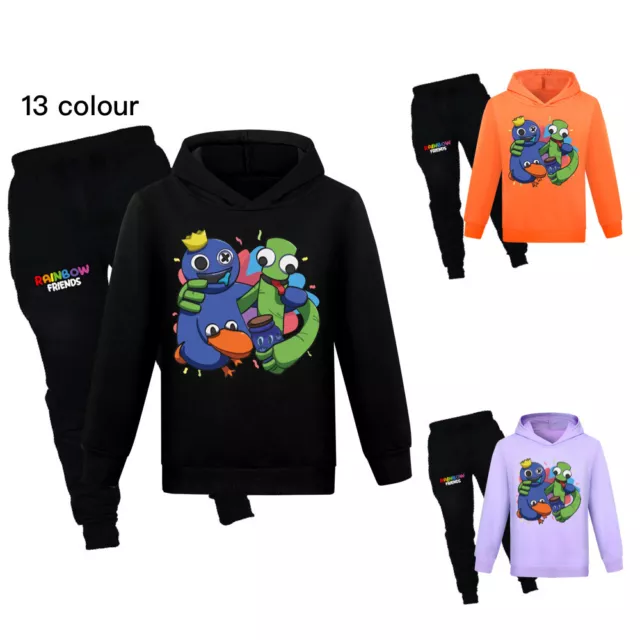 Felpa con cappuccio bambini ragazzi arcobaleno amici stampa casual top felpa con cappuccio pantaloni abiti