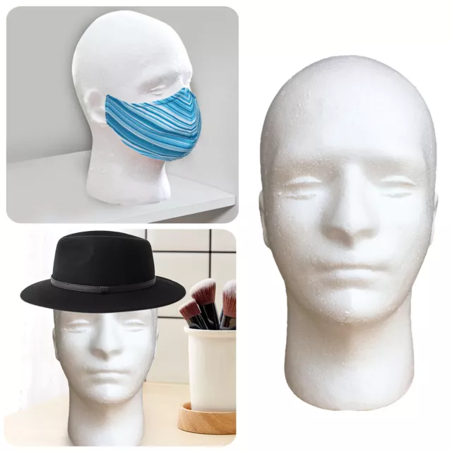 Male Styrofoam Mannequin Manikin Head Model Foam Wig Hair Glasses Hat Display