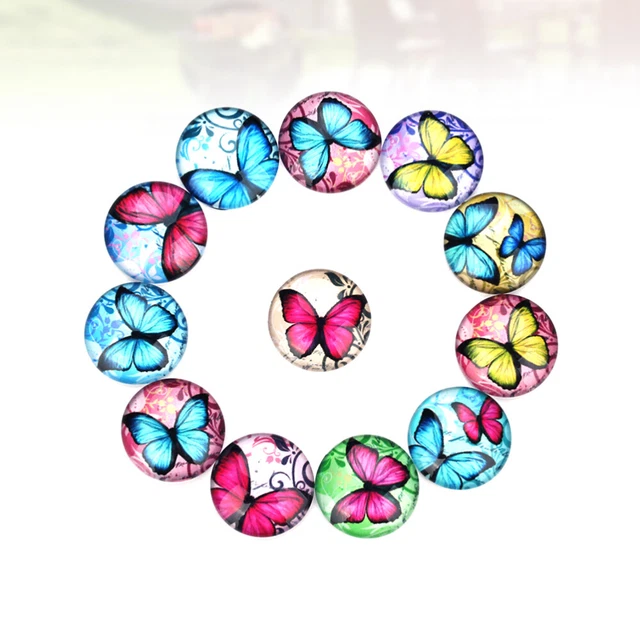 2x Vintage Glas Cabochons Cabochons Flatback Charme Glas Snaps 6