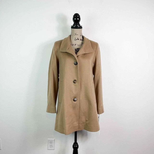 Fleurette NWT Lora Piano Women's Camel Stand Collar Cashmere Car Coat Size 6