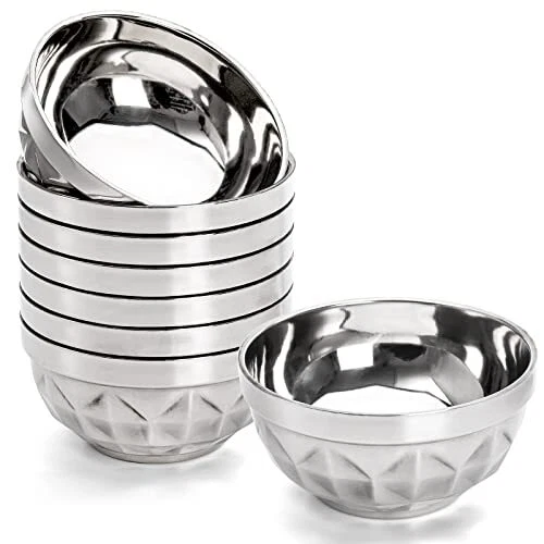 Paquete de 8 cuencos de acero inoxidable Dicunoy 20 oz tazones de sopa aislados de doble pared...