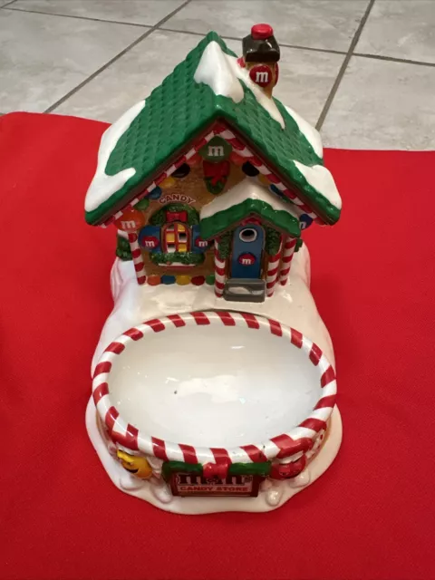 New!  Dept 56 M&M's Candy Store Lighted Ceramic Holiday House & Candy Dish 2004