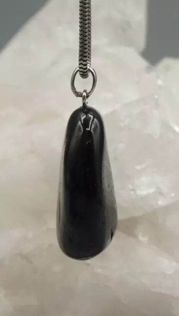 Noir Tourmaline Schorl Pendentif Pierre Polie Avec 925er Silvereyelet Précieuse 2