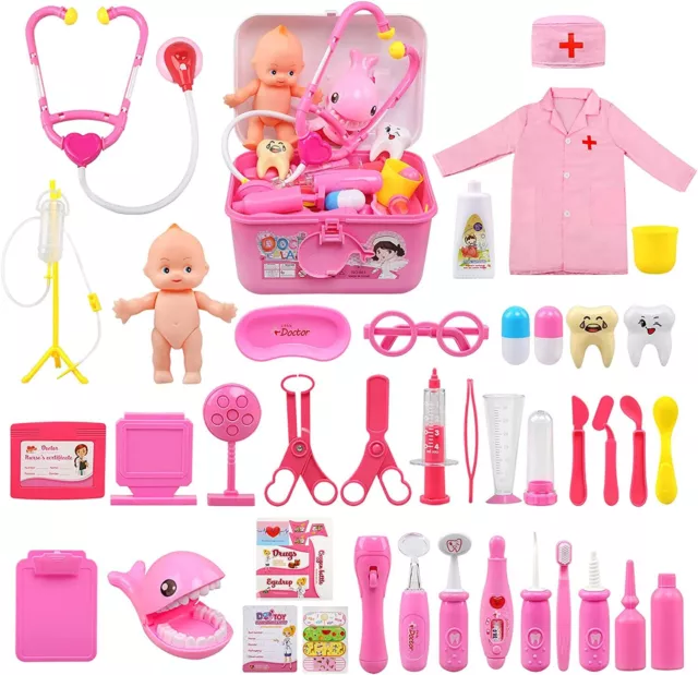 Arztkoffer Kinder Doktorkoffer Arzttasche Rollenspiel Spielzeug ab 3 Jahre Rosa.