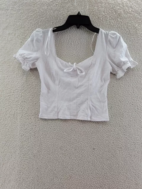 Kingston Grey Juniors Sweetheart Corset Top Women's XS White Solid Tie Front