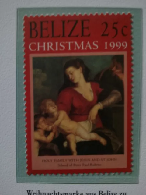 2 Briefmarken Belize 25 Cent Weihnachtsmarke postfrisch von 1999 + USA 32 Cent