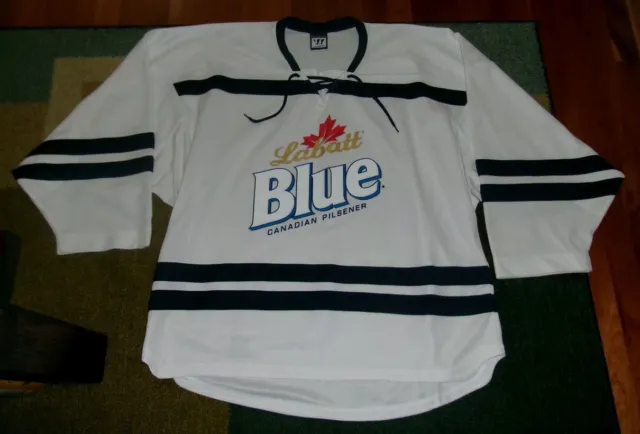 Vtg AK Labatt Blue Men's Colorblock Hockey Jersey XL Canada Beer USA