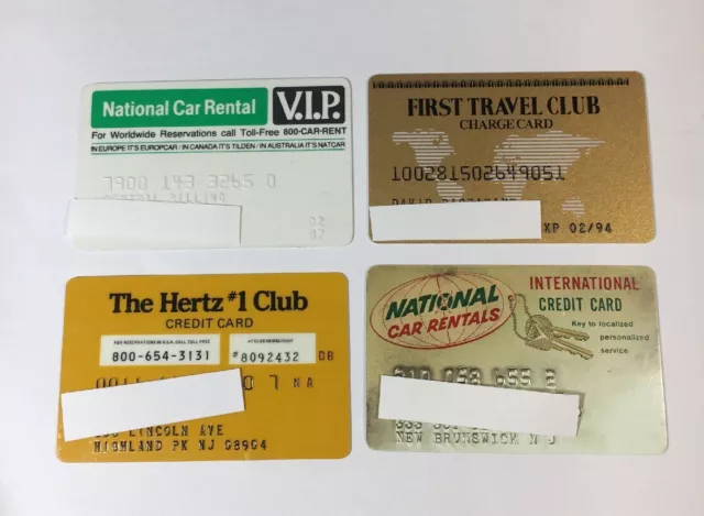 4 Vintage Expired Credit Cards For Collectors - Car Rental / Service Lot (7143)