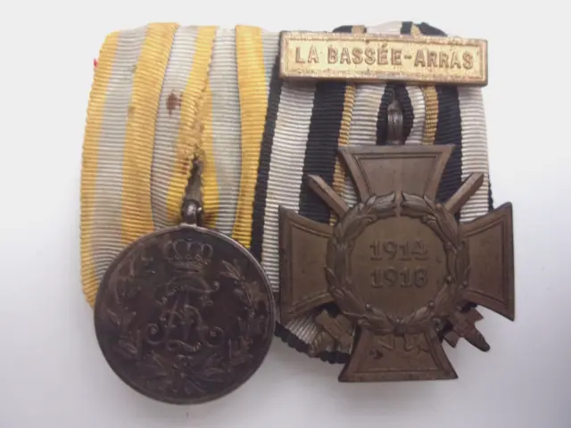 Médailles 1914/1918 PRUSSE Croix/MédailleARGENT avec Barette LA BASSéE ARRAS WW1