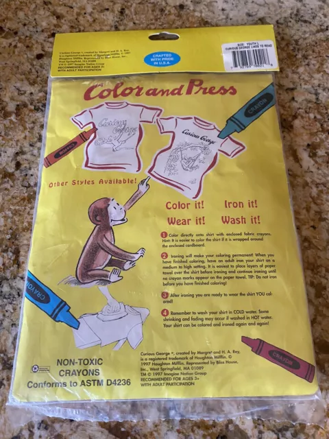 Vintage Curious George Color-Tees - The Shirt Kids Color - Youth Large - New