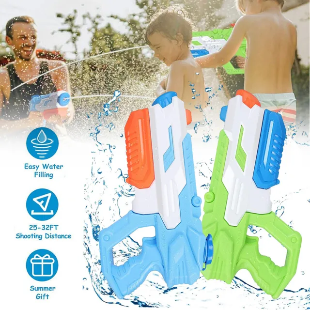 2 Pack Large Water Gun Kids Long Range Blaster Pistol Children Beach Toy Guns