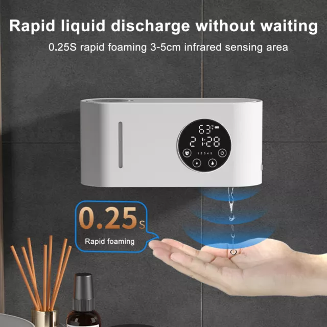 550ML Automatic Liquid Foam Soap Touchless Dispenser Wall Mount USB Rechargeable