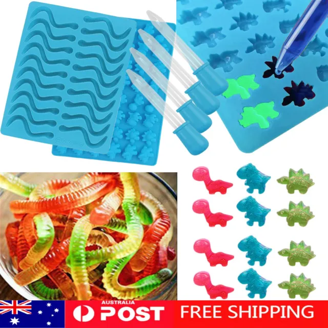 Gummie Snake Worms Mold DIY Edible Gummy Snakes Lollies Candy Silicone Mould New