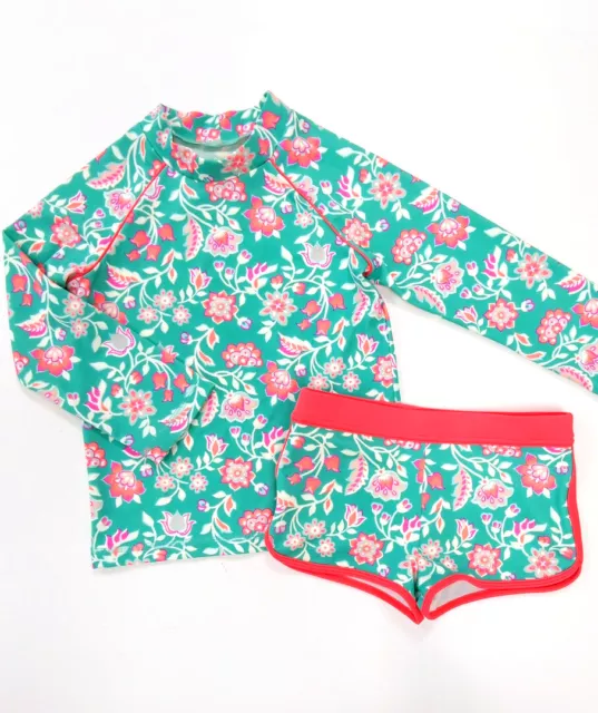 MINI BODEN Patterned Rash Vest & Shorts Set Age 5-6 Yrs Green Paisley NEW SAMPLE