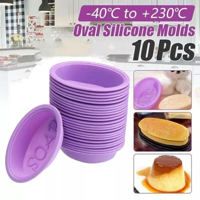 10Pcs Square Oval Soap Mold Fondant Baking Tray Silicone Moulds Home Making DIY