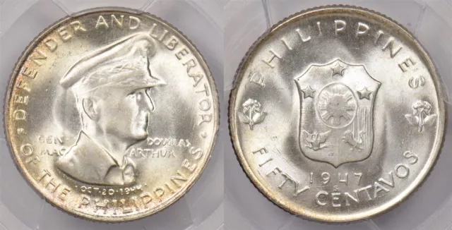 Philippines 1947 S 50 Centavos PCGS MS 66 MacArthur KM-184 PC1315 combine shippi