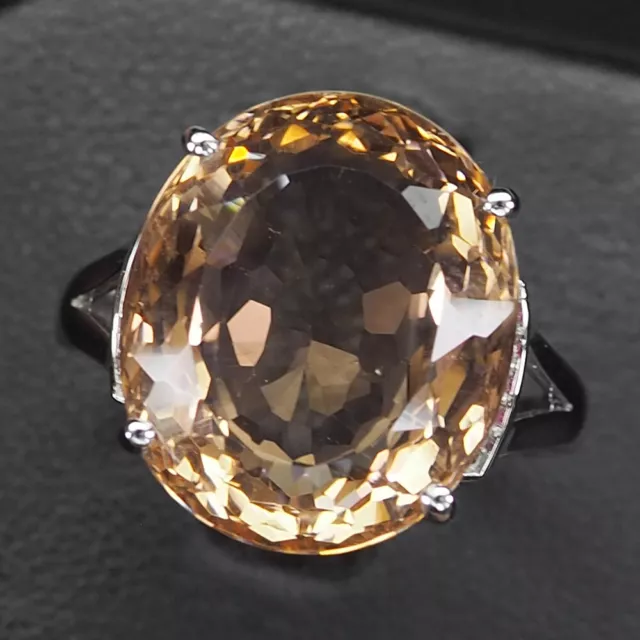 Morganite Peach Orange Oval 13.60 Ct.Ruby 925 Sterling Silver Ring Sz 7 Jewelry