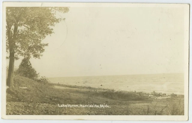 Harrisville Mi Lake Huron 1949 Real Photo RPPC Vintage Postcard Michigan
