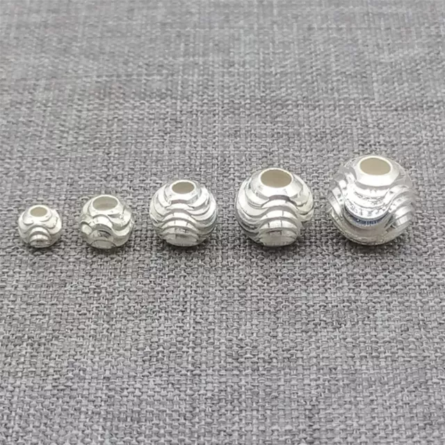 925 Sterling Silver Diamond Swirl Spiral Cut Corrugated Style Round Beads