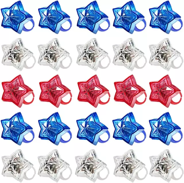 24 Pack 4Th of July Party Favors Supplies LED Light up Ring Red White and Blue S