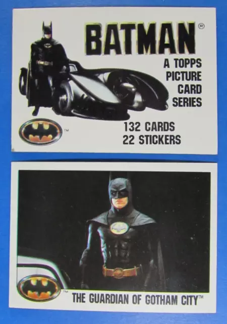 Lot 1989 Topps *BATMAN (S1)* Key 1st/LAST Cards #1 + 132 *Dark KNIGHT *BATMOBILE