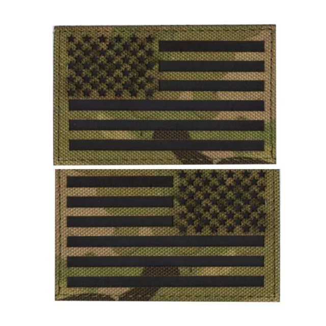 Reflect Ir Us American Flag Reverse Left Right Shoulder 2 Hook Patches Forest Cp