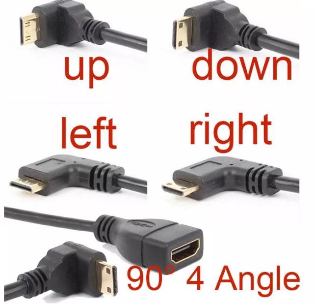 90 Degree up/down/left/right Angled Mini HDMI Male to HDMI Adapter Female Cable