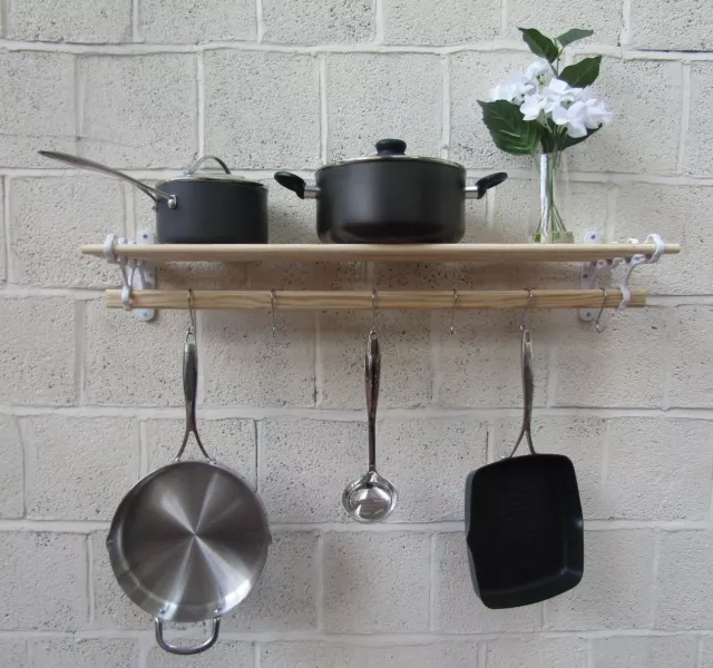 Vintage old country style Kitchen Shelf Rack Pot Pan Rack holder rail